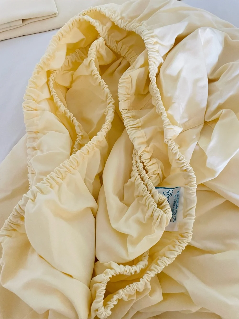 Vintage Coming Home Sheet Set Supima Cotton Blend Lt Yellow Monogram MWL Twin